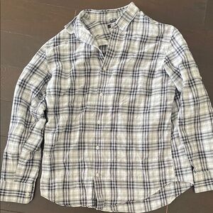 Banana Republic Gray and White Plaid Casual Shirt